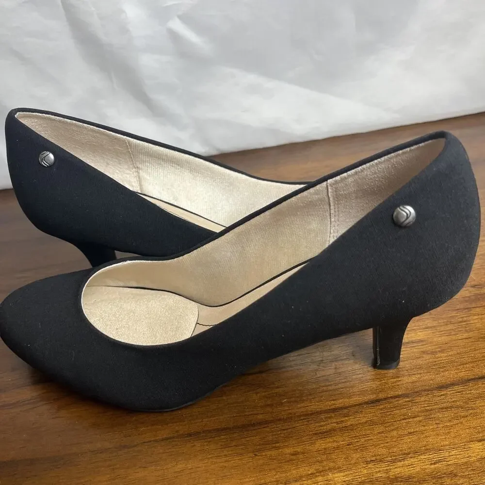 Life Stride Womens PARIGI Pumps Size 11M Black Fabric Heels SoftSystem Boss Prep